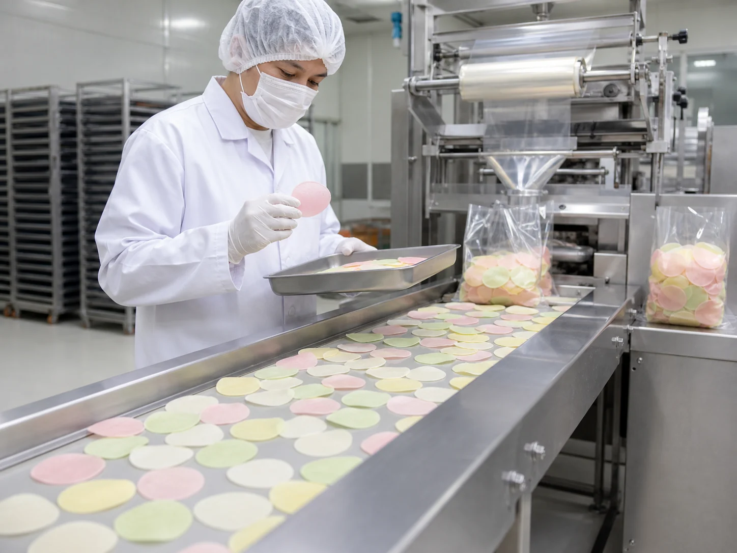Colored shrimp chips packaging allergen and private-label quality review