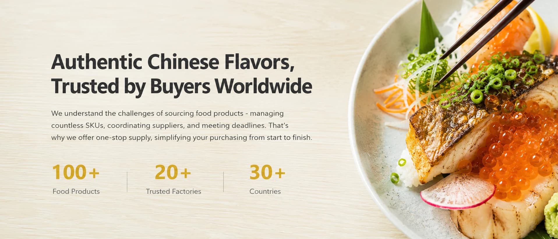 Asian food products prepared for professional buyers