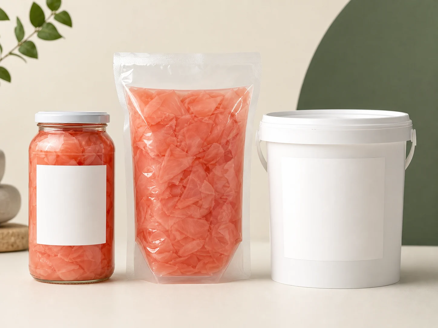 Pink sushi ginger foodservice packaging reviewed for ingredients colour and label compliance