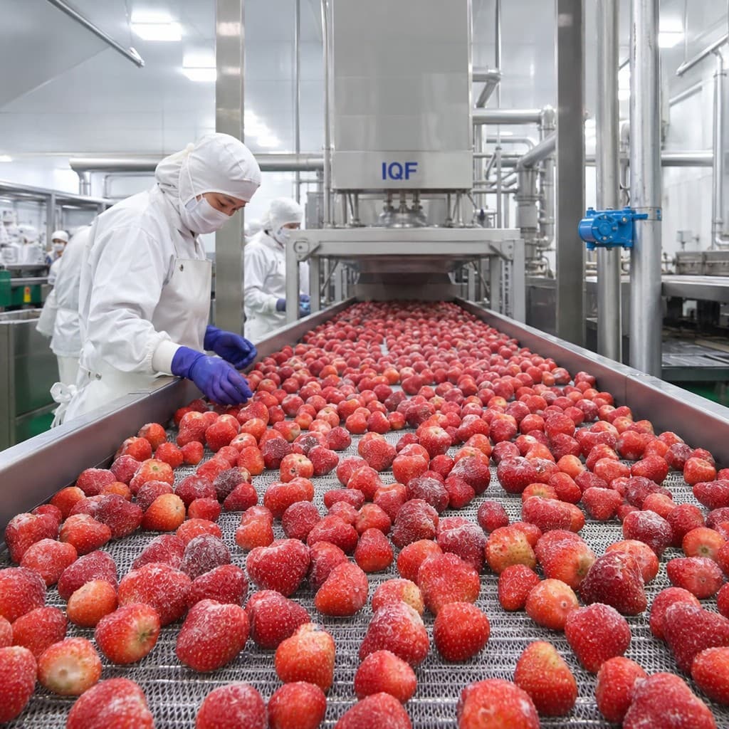 IQF frozen strawberries quality flash-freezing